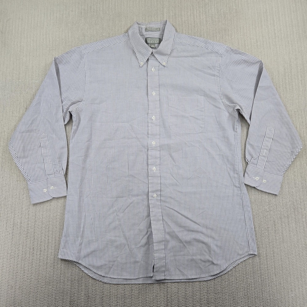 Christopher Hayes Shirt Mens 17 32/33 Blue Striped Slim Fit Button Down Dress